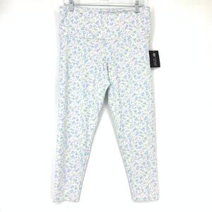 Onzie Legging Women's Size XL High Rise Pull-On White/Blue Floral NWT